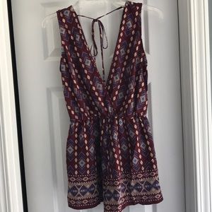 Burgundy Aztec Romper
